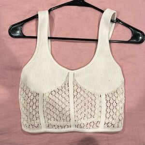 Zara white tank top with mesh